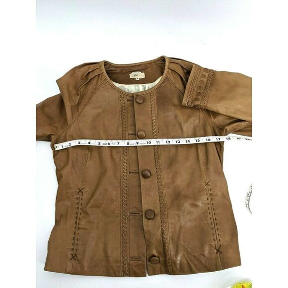 Anthropologie June Genuine Leather Jacket Medium Tan Silk Lined - Picture 11 of 12